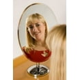 thumbnail image 1 of Large Oval Pedestal Mirror, Rimless 10.5x15 Inch Mirror, Chrome Base, 1 of 2