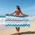 thumbnail image 1 of Large Oversized Beach Towel - 30 x 60 Inch Microfiber Pool Towel, Striped Quick Dry Swim Towel, 1 of 7