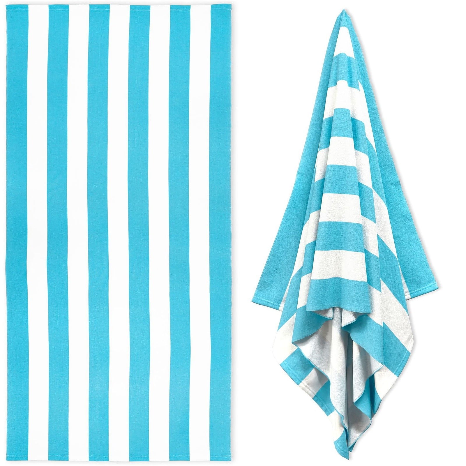 Large Oversized Beach Towel - Big Size Cotton 35 x 70 Inch Striped Pool Towel, Large Cabana Soft Swimming Towel for Adult Men Women, (Light Blue)