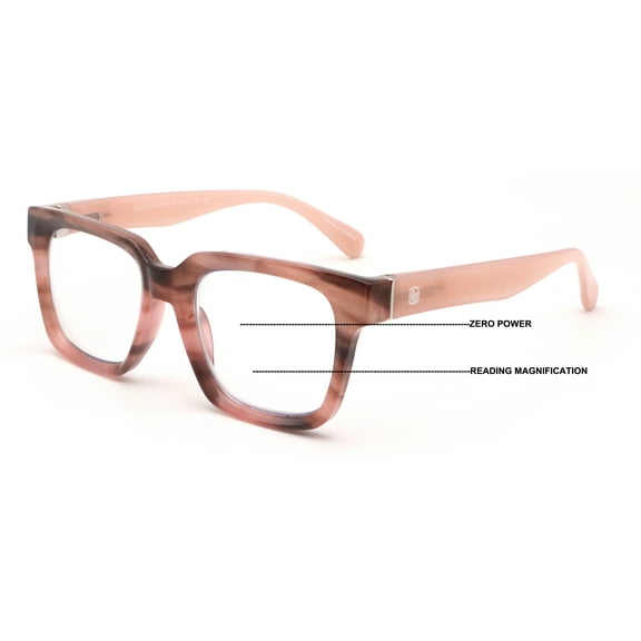 Large Oversized Progressive Clear Bifocal Reading glasses - No Line or Bubble - Zero Power on Top Reader Unisex CR05 +1.50