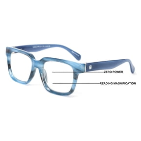 Large Oversized Progressive Clear Bifocal Reading glasses - No Line or Bubble - Zero Power on Top Reader Unisex CR05 +2.50