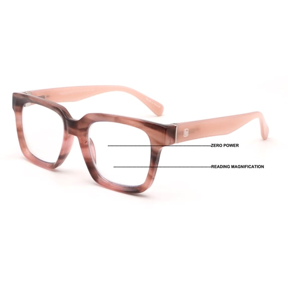 Large Oversized Progressive Clear Bifocal Reading glasses - No Line or Bubble - Zero Power on Top Reader Unisex CR05 +3.25