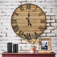 thumbnail image 1 of Large Oversized Rustic Wall Clock, 24 | Handmade with Real Wood and Roman Numerals by WallCharmers, 1 of 2