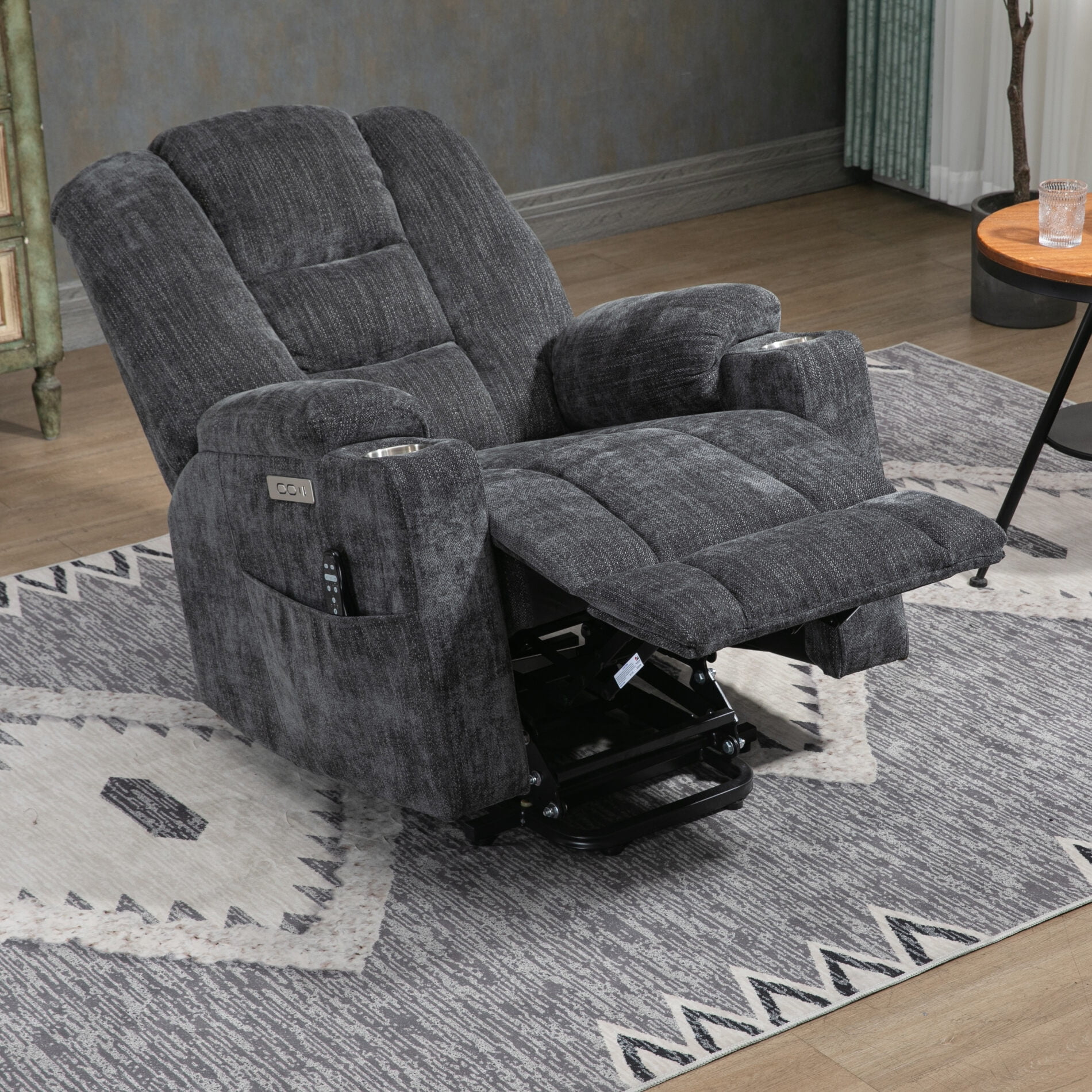 Large Overstuffed Wide Power Lift Recliner Chair with Massage and Heat