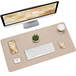 Large PU Leather Desk Pad - Non-Slip Office Desk Mat & Waterproof Blotter for Laptop, Mouse, and Writing - Beige, 31.5" x 15.7"