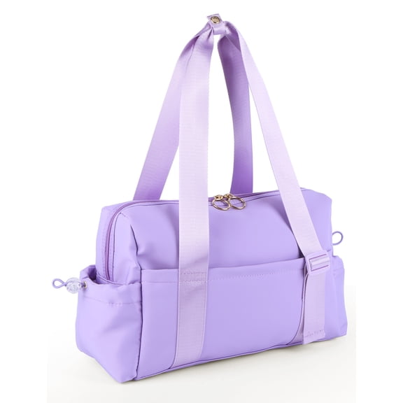 Large PU Waterproof Gym Bag for Women Girls, Weekender Bags with Wet Pocket, Carry on Travel Duffle Bag, Multi-Pocket Design, Purple