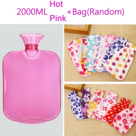 Large PVC Rubber HOT WATER BOTTLE Bag WARM Relaxing Heat / Cold Therapy 2 Liter