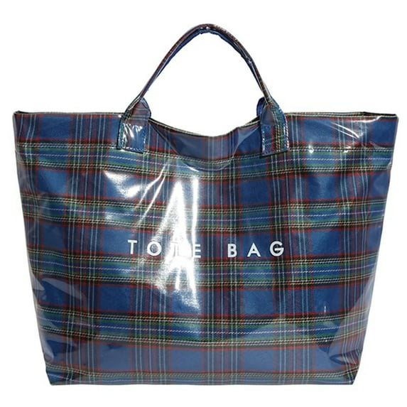 Large PVC Tote Bag for Women, Clear Plastic Handbags, Casual Work Travel Plaid Design Plastic Carryall Shoulder Bag, Clear Shopping Hobo Bag, Winter Fall Fashion Kraft Paper Tote Bag