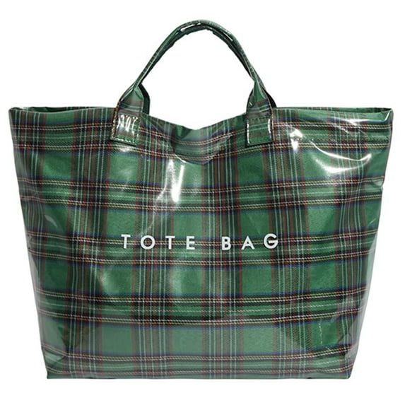 Large PVC Tote Bag for Women, Clear Plastic Handbags, Casual Work Travel Plaid Design Plastic Carryall Shoulder Bag, Clear Shopping Hobo Bag, Winter Fall Fashion Kraft Paper Tote Bag
