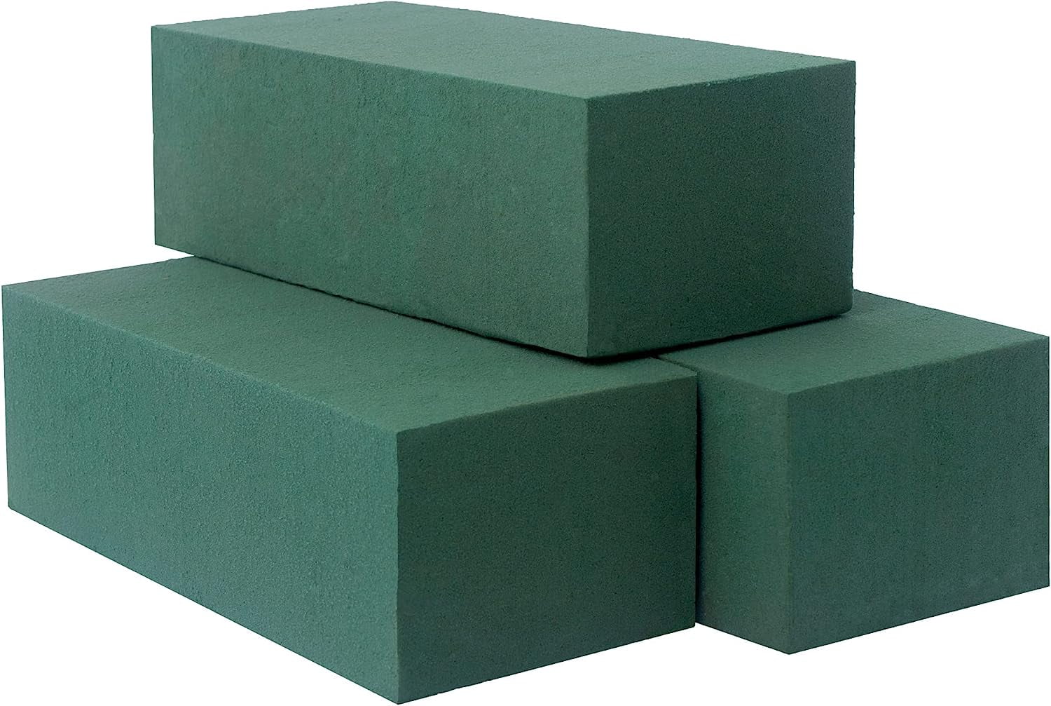 Large Pack of 3 Dry and Wet Floral Foam Blocks for Fresh and Artificial Flowers, Each (7.8” L x 3.5” W x 2.4” H), for Wedding, Birthdays, Home, Office, and Garden Decorations