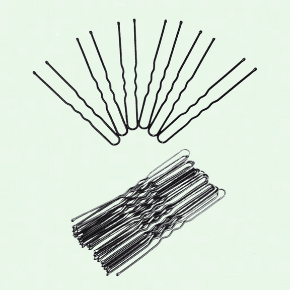 Large Pack of 100 Black U Shaped Hair Pins, 2.4 Inch, Heavy Duty Crinkled Hairpins for Women and Girls