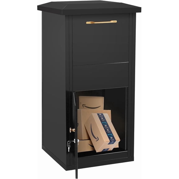 Large Package Delivery Boxes for Outside, 17.6" x 15.7" x 39", 2.7 ft3 Storage Parcel Drop Box with Lock, Anti-Theft Lockable Parcel Drop Boxes for Outside