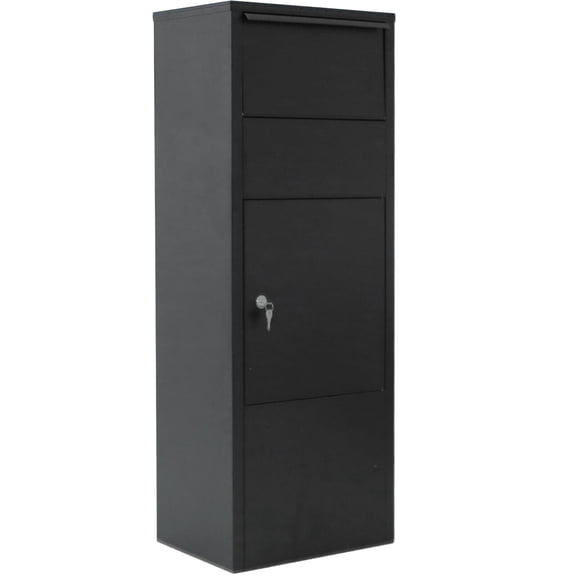Large Package Delivery Parcel Mail Drop Box for Black, 10.5 x 15.5 x 41.30, Lockable Heavy Duty Weatherproof Steel Mailbox for Home & Business Use