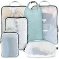 thumbnail image 1 of Large Packing Cube Set with See Through Mesh- Compression Packing Cubes Travel Organizers (Dusty Teal), 1 of 7