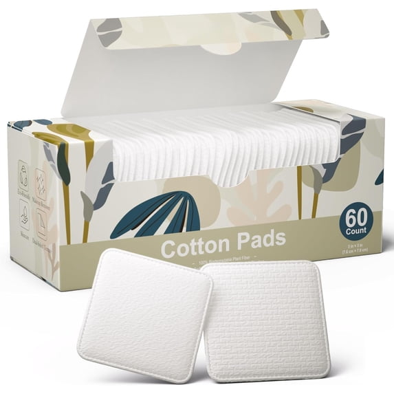 Large Pads for , Soft & Lint-Free Rounds with Pressed Seam Design, Durable Facial Cleansing Squares for , Ideal Makeup Remover Pads, 3x3 Inch, 60 Count