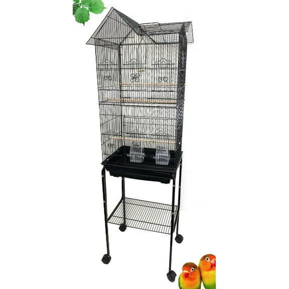 Large Pagoda House Style Bird Flight Rolling Stand Cage with Breeding Nest Doors For Aviaries Budgies Canaries Parakeets Cockatiels Lovebirds Finches