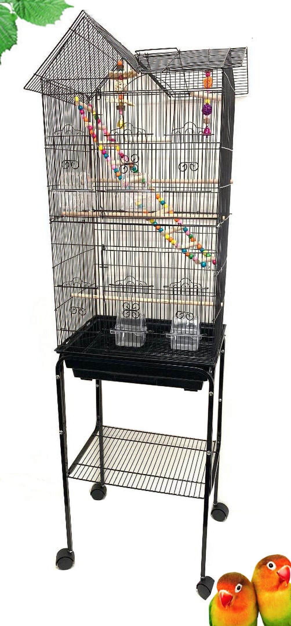 Curated visual reference: Gallery Detail: Large Pagoda House Style Bird Flight Rolling Stand Home Cage