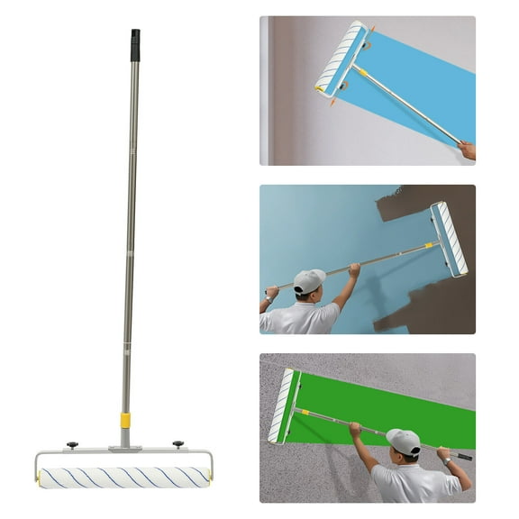 Large Paint Roller Kit Adjustable Roller Frame,Ergonomic Handle, Adjustable Extension Poles,3 pcs Nylon Roller Covers,Walls,Ceiling,Floors,Indoor,Outdoor Use
