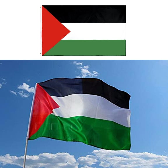 Large Palestine National Flag, 150X90Cm Heavy-Duty Polyester, for Cultural Events & Outdoor decorating Compatible with Wooden Flag Pole, Flag Pole Rings, Flag Pole Light