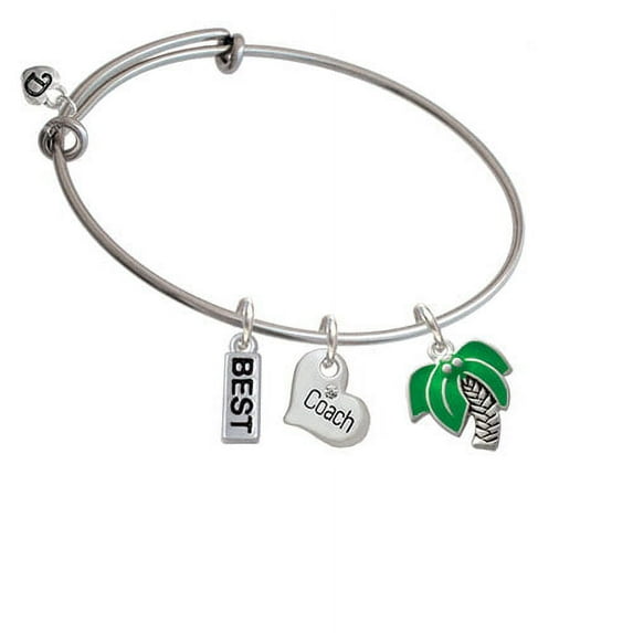 Large Palm Tree Coach Heart Expandable Bangle Bracelet