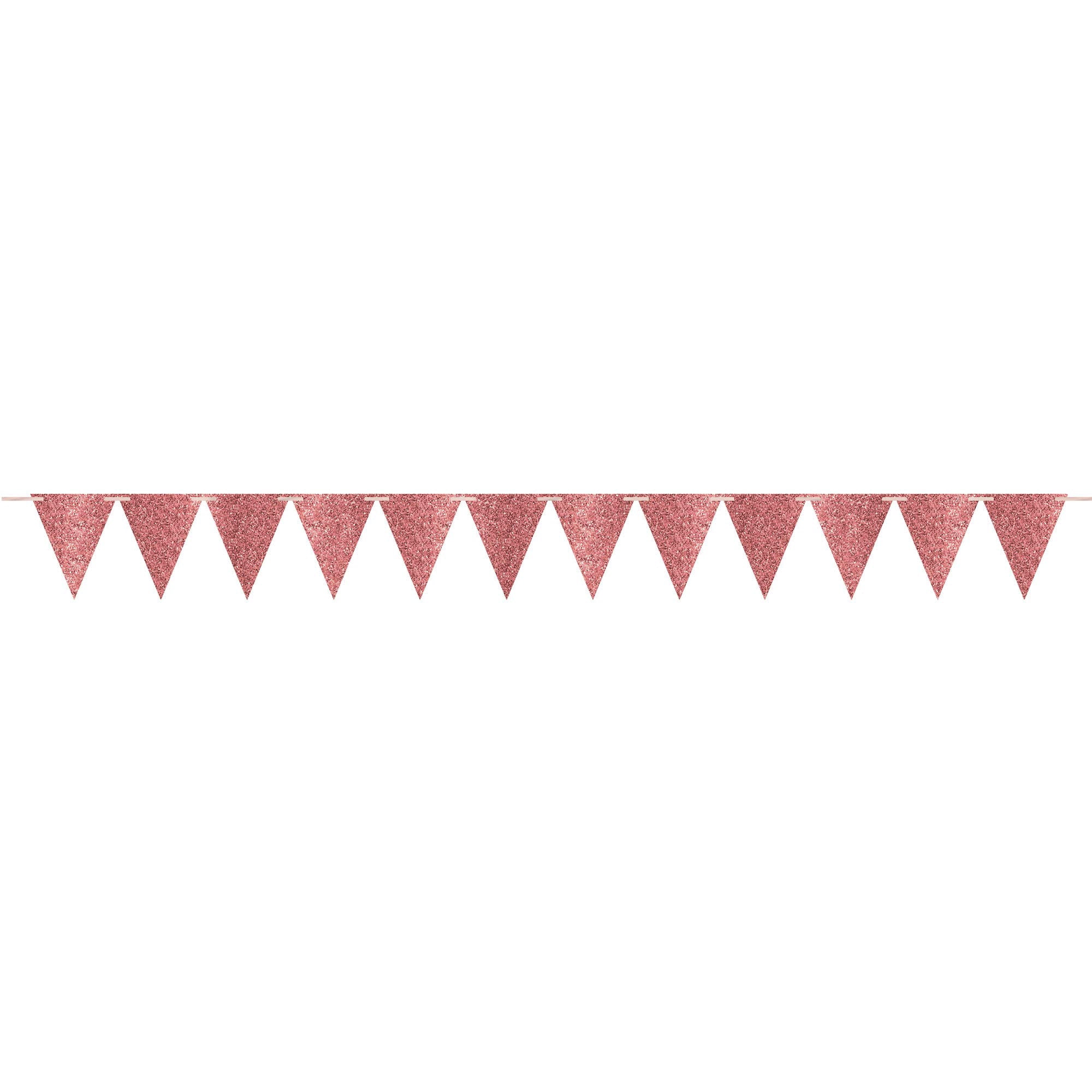 Large Paper Pennant Party Banner 8 3/4" X 20 1/2" - Sparkle Rose Gold ...