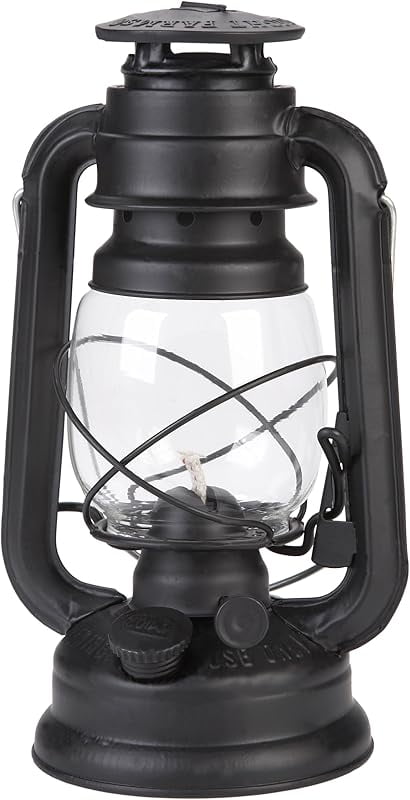 Large Paraffin Oil Indoor Lamp, Hurricane Lamp, Emergency Kit, 52664 Farmer’s Lantern Indoor Oil Lamp, Black, Original