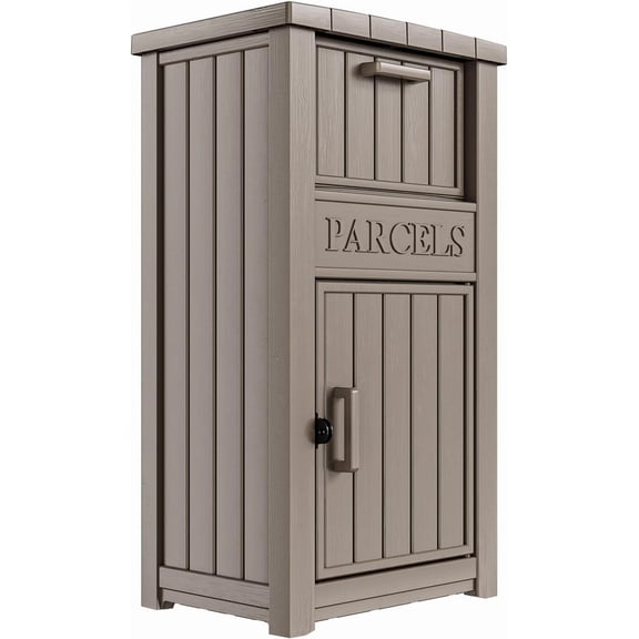 Large Parcel Drop Box with Lock, Waterproof, Anti-Theft Storage for Porch, Curbside, House (Grey)