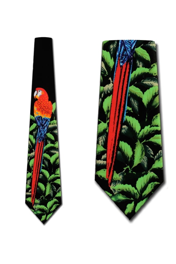 Large Parrot (Black) Necktie Mens Tie