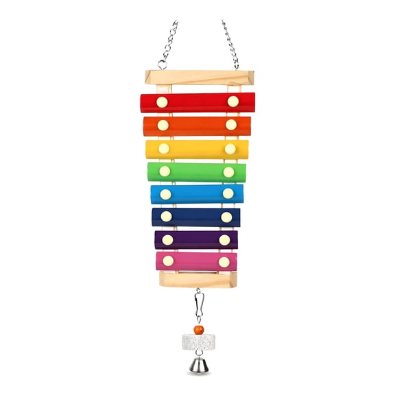 WEAIZYS Large Parrot Suspensible Xylophone Toy, Multicolored Natural Wooden Bird Chewing Toys with Grinding Stone for Large, Medium Birds, Macaws, African Grey, Cockatoos, Amazon