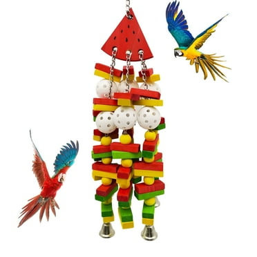 Large Parrot Toy, Multicolored Natural Wooden Bird Chewing Toys UniMaxLink