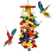 Large Parrot Toy, Bird Parrot Toy, Multicolored Natural Wooden Bird Chewing Toys