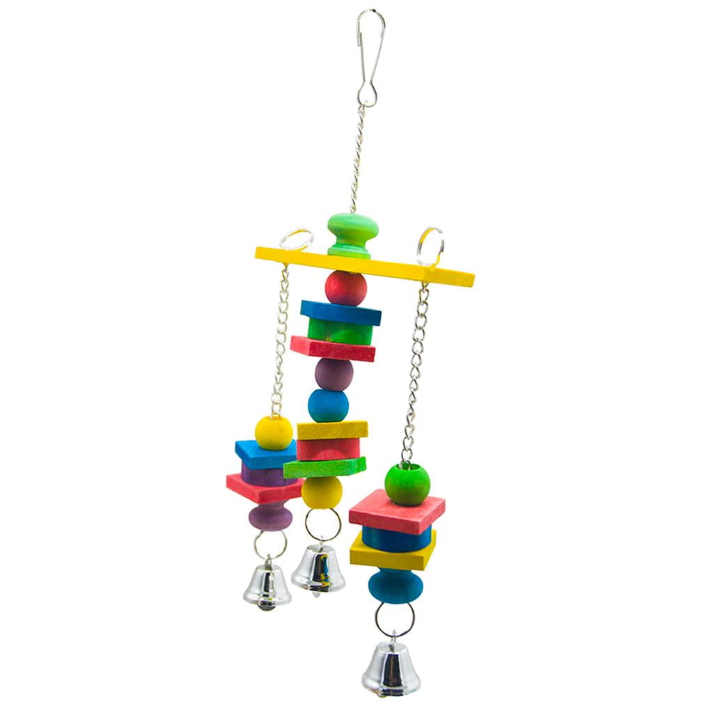 Large Parrot Toy - Multicolored Wooden Blocks Toys for Birds African Grey Cockatoos Playing Climbing Biting