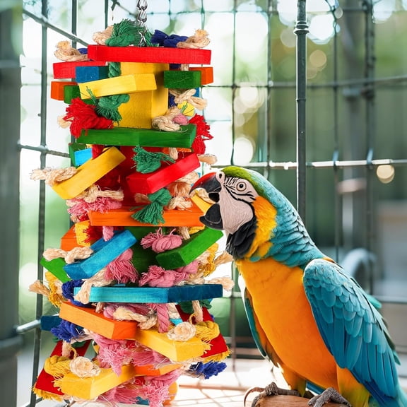 Large Parrot Toy with Bright Colors for Macaws and Parrots