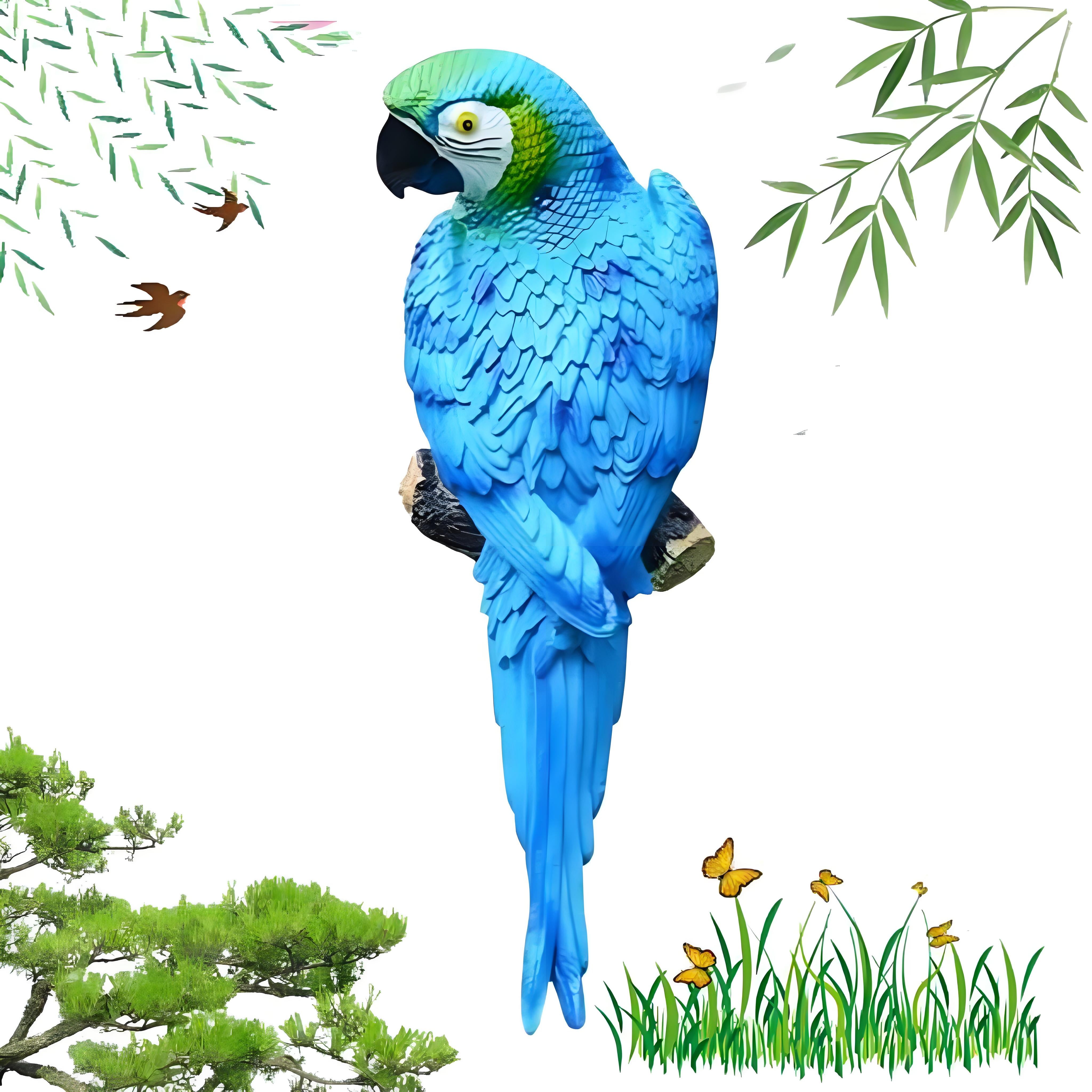 Large Parrot Wall Bird Statue Decor，Outdoor Indoor Figurine Tiki Bar Decorations Tree Sculpture ，Resin Animal Statue For Garden, Terrace, Lawn, Yard