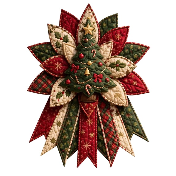 Large Patchwork Bow Christmas Door Hanging DIY Sewing Kit, Patchwork Wreath Kit Beginner Quilting Craft Kit for Adults, Oversized Farmhouse Door Wreath Holiday Decor,D