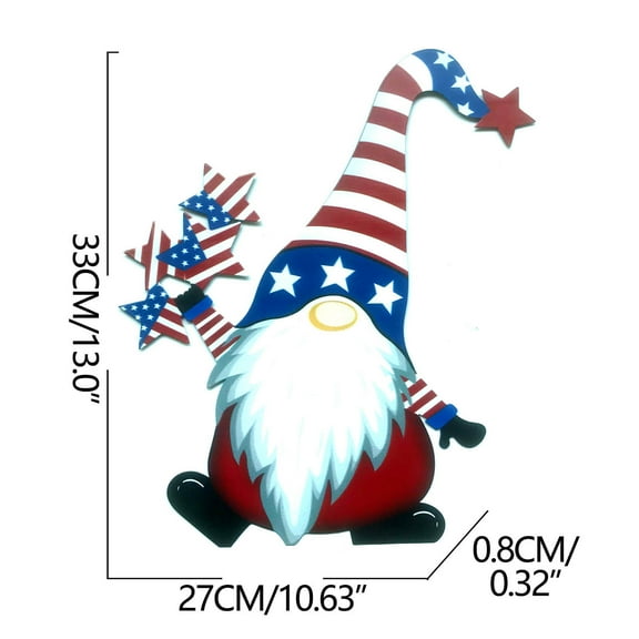Large Patriotic Gnome Garden Stake - Durable Iron Outdoor Independence Day Decoration for Lawn & Patio