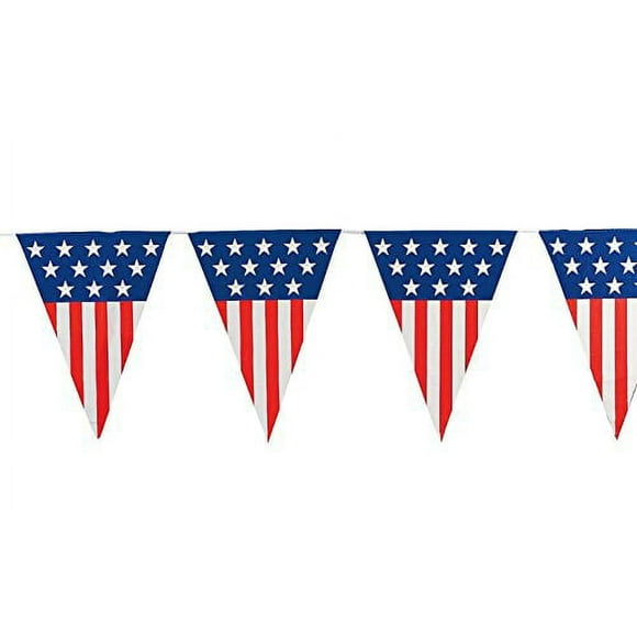 Large Patriotic Pennant Banner (24Ft) - Party Decor - 1 Piece
