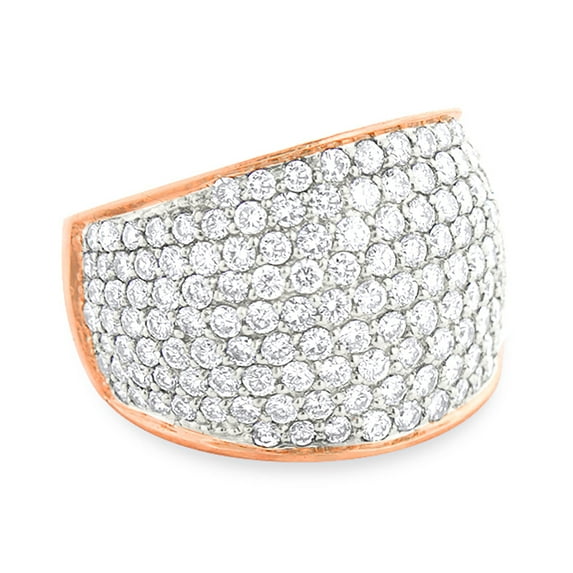Large Pave Natural Diamond Ring Statement Jewelry Wide Wedding Band (Rose Gold Size 8)