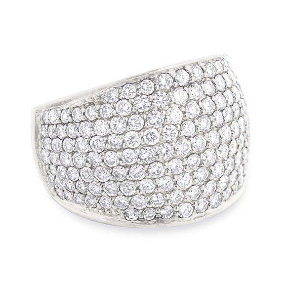 Large Pave Natural Diamond Ring Statement Jewelry Wide Wedding Band (White Gold Size 7.5)