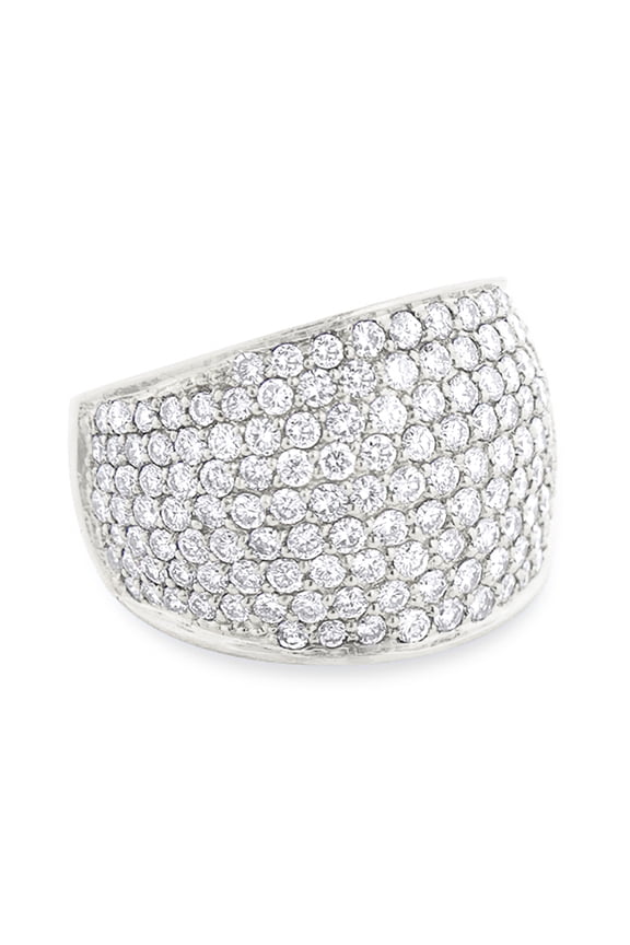 Large Pave Natural Diamond Ring Statement Jewelry Wide Wedding Band (White Gold Size 9)