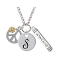 thumbnail image 1 of Large Peace Sign with Gold Tone Daisy and Crystal - S - Script Initial Disc Courage Strength Wisdom Zoe Necklace, 1 of 1