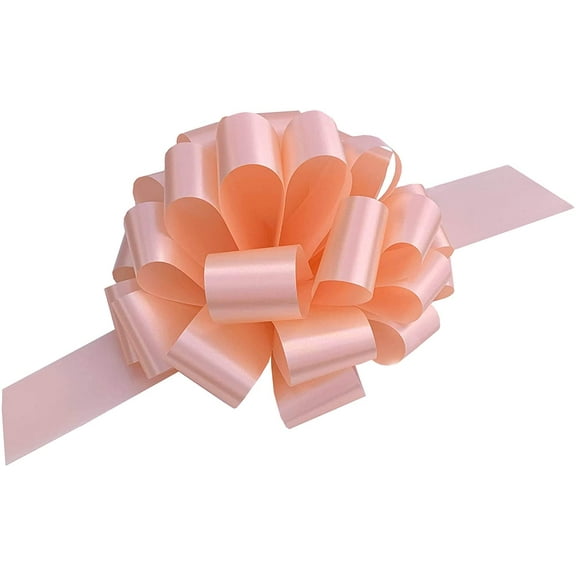 Large Peach Ribbon Pull Bows - 9" Wide, Set of 6, Easter, Spring, Gift Basket, Presents, Wreath, Birthday, Baby Shower, Decoration, Classroom, Office, Christmas