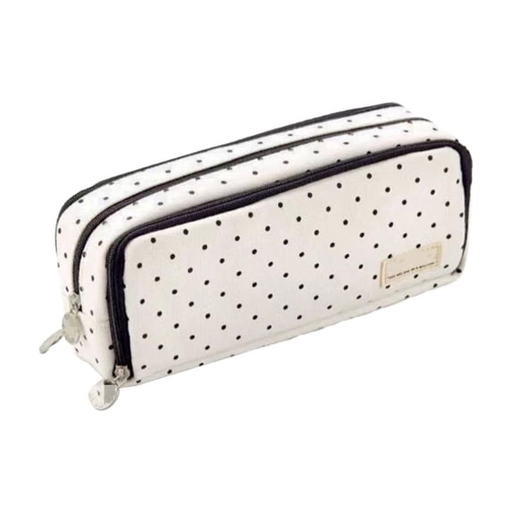 Large Pencil Case, Big Capacity Makeup Bag with Zipper for Adults Office Organizer Gifts (Black Spot)