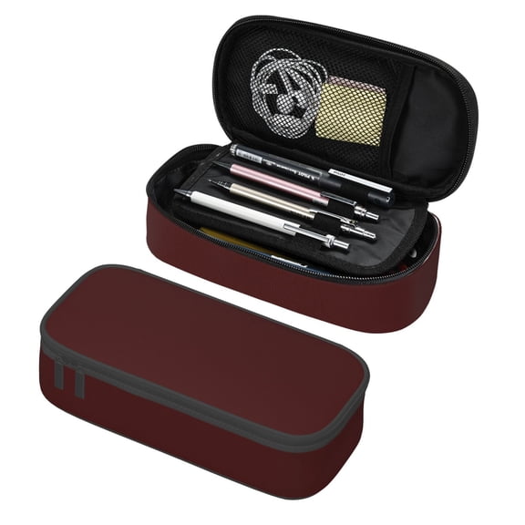 Large Pencil Case Big Capacity Pencil Pen Pouch Zipper Portable Pen Storage Bag For Office Adult Burgundy