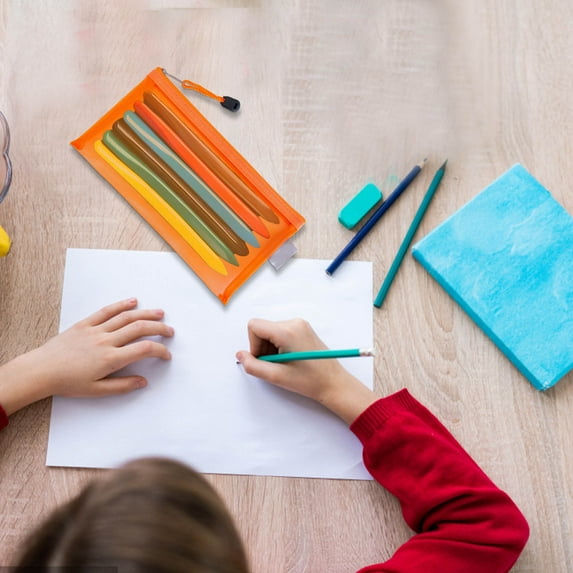 Large Pencil Case Clearance, Transparent Mesh Pencil Bag Large Capacity Zipper Storage Bag Student Exam Special Portable Pencil Bag Stationery Bag Back to College