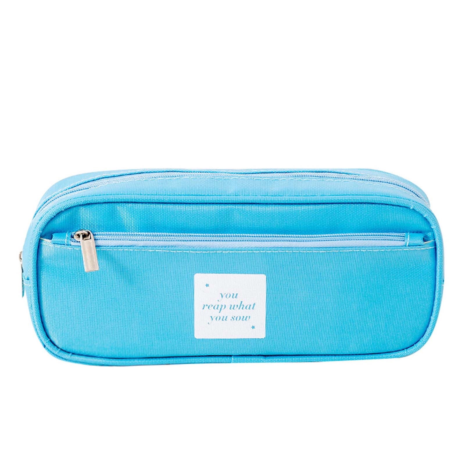 Pencil Case Blue for Study or School, Small Pencil Case With