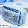 thumbnail image 1 of Large Pencil Case, Multi Compartment Waterproof Organizer with Clear Window, Big Capacity for Sch-ool College Office Supplies, Durable Fabric for Pens & Stationery, 1 of 6