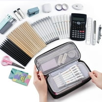 Large Pencil Case, Pencil Pouch with Zipper Compartments, Aesthetic Pencil Case for Adults, Stationery Pouch Pen Case for Office, Black