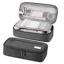 Large Pencil Case, Pencil Pouch with Zipper Compartments, Aesthetic Pencil Case for Adults, Stationery Pouch Pen Case for Office, Gray