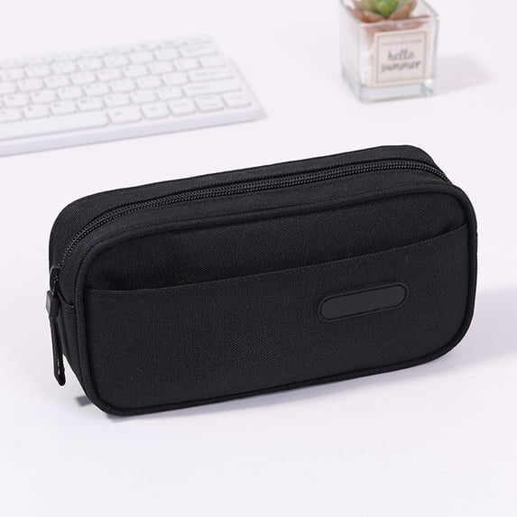 Large Pencil Case with Zipper Big Capacity Canvas Pencil Case Organizer 22×5.5×10cm Lightweight 4.3oz Multi-Compartment Stationery Bag for Office Classroom Supplies Makeup Storage